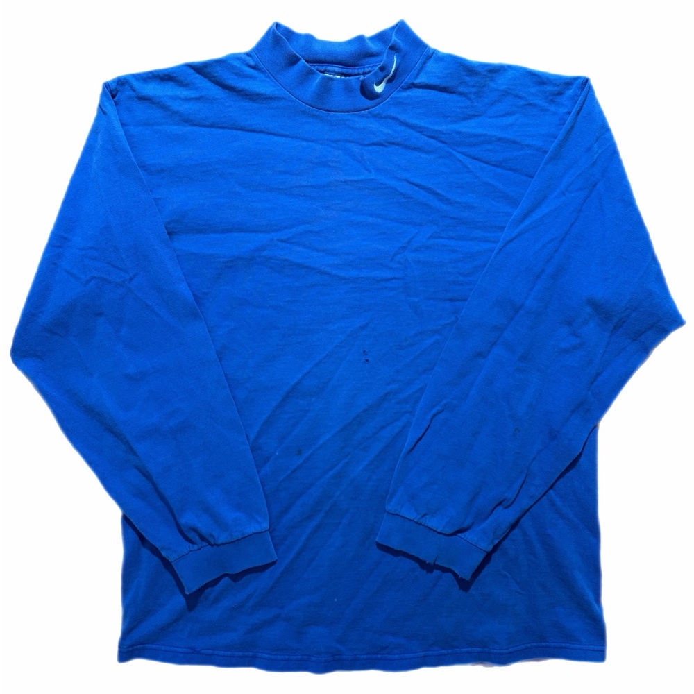 Vintage Nike Sweatshirt Mens Large Blue Mock Neck Embroidered Swoosh 90s